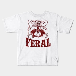 Feral raccoon shirt, funny raccoon meme, Vintage Cartoon T Shirt, Aesthetic Tee, Unisex Kids T-Shirt